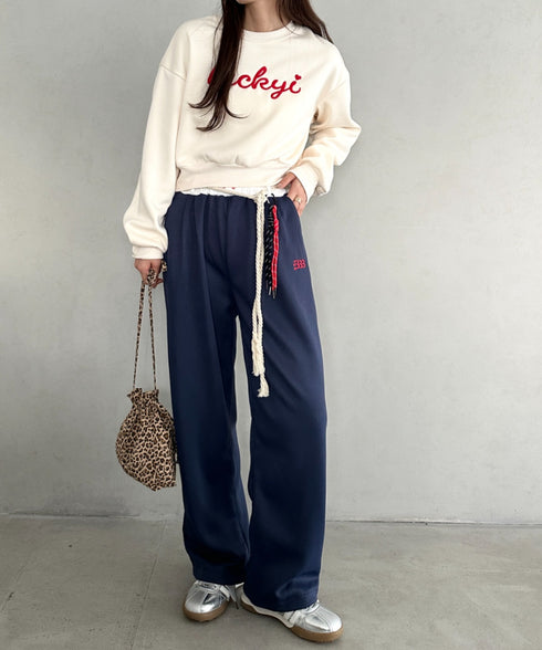 チャーム付きウエスト配色スウェットパンツ | MD2253031 | ネイビー