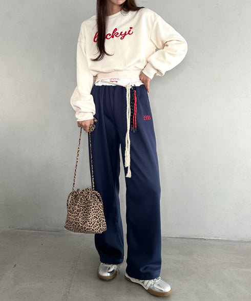 チャーム付きウエスト配色スウェットパンツ | MD2253031 | ネイビー