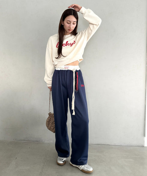 チャーム付きウエスト配色スウェットパンツ | MD2253031 | ネイビー