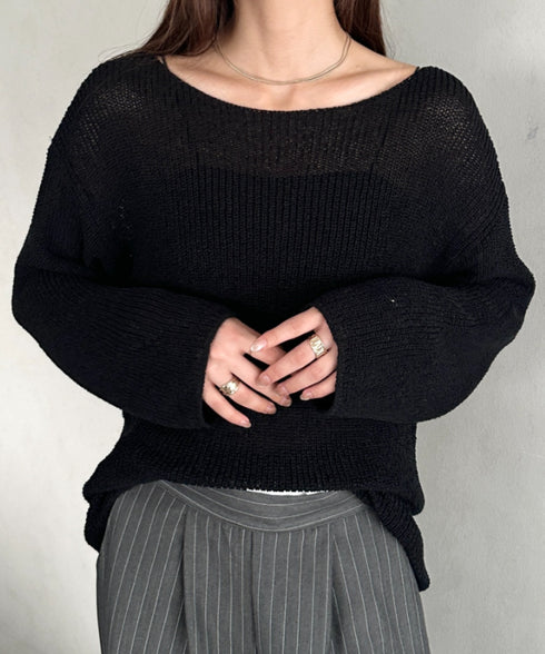透かし編みゆるニットトップス | MD2253032 | ブラック