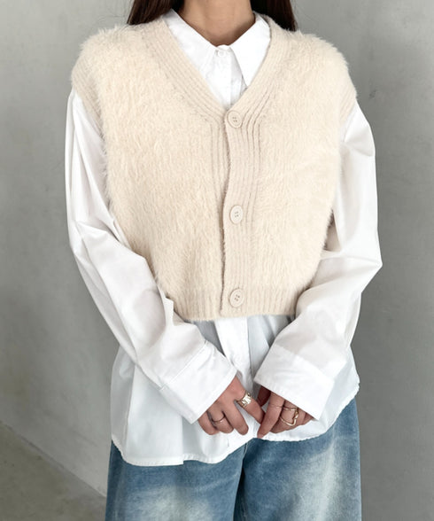 フロントボタンシャギーニットベスト | MD2253037 | アイボリー