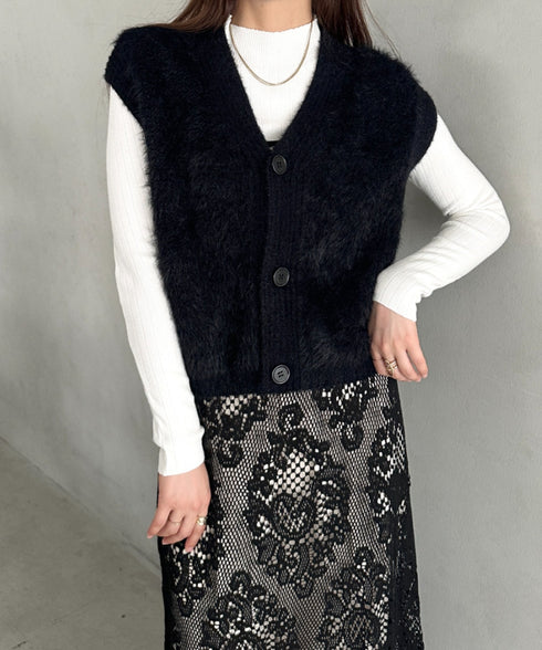 フロントボタンシャギーニットベスト | MD2253037 | ブラック