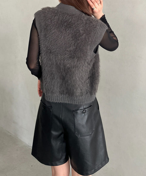 フロントボタンシャギーニットベスト | MD2253037 | カーキ