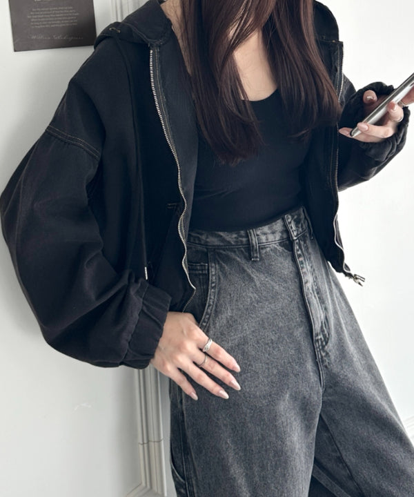 デニムショートパーカージャケット | WR2253032 | ブラック