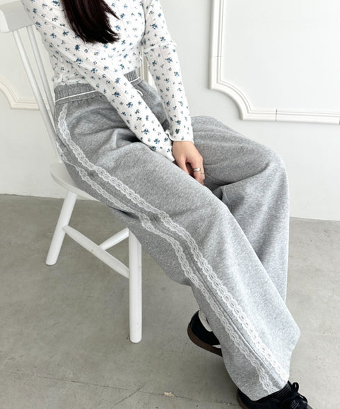 レースレイヤードラインスウェットパンツ | WR2253031 | グレー