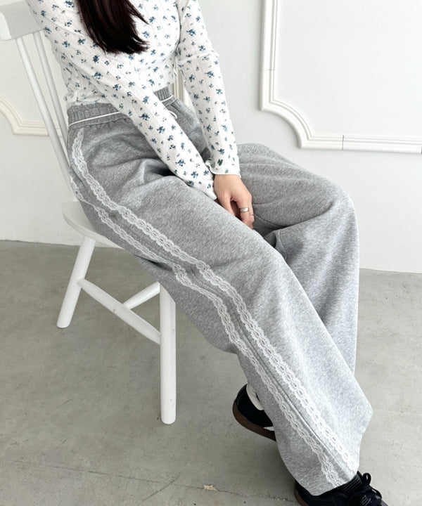 レースレイヤードラインスウェットパンツ | WR2253031 | グレー