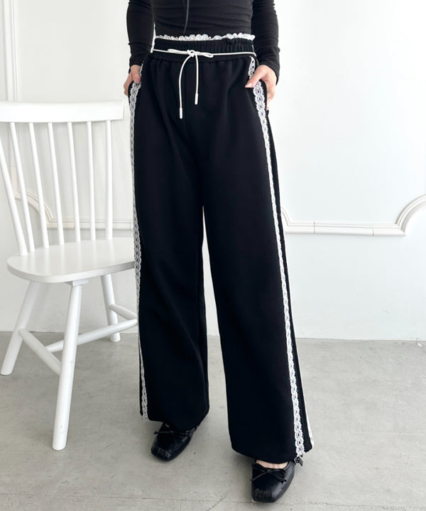 レースレイヤードラインスウェットパンツ | WR2253031 | ブラック