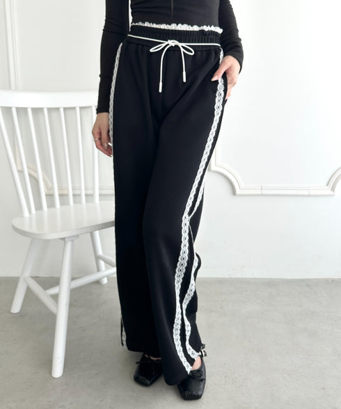 レースレイヤードラインスウェットパンツ | WR2253031 | ブラック
