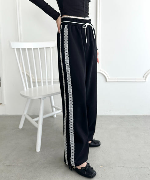 レースレイヤードラインスウェットパンツ | WR2253031 | ブラック