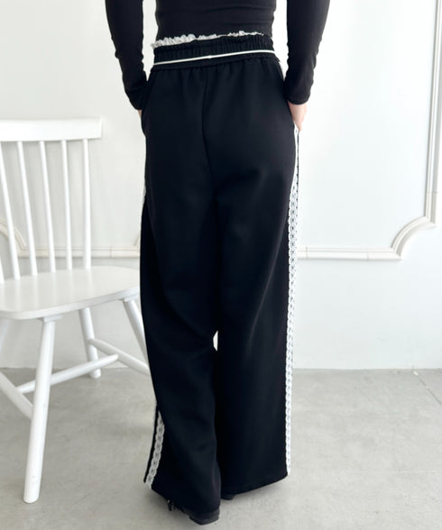 レースレイヤードラインスウェットパンツ | WR2253031 | ブラック