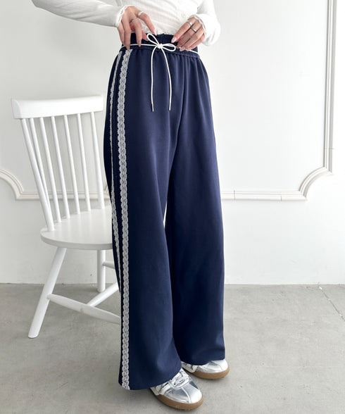 レースレイヤードラインスウェットパンツ | WR2253031 | ネイビー