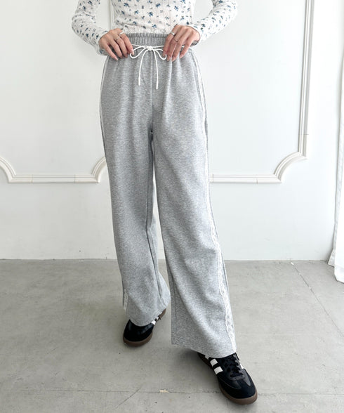 レースレイヤードラインスウェットパンツ | WR2253031 | グレー