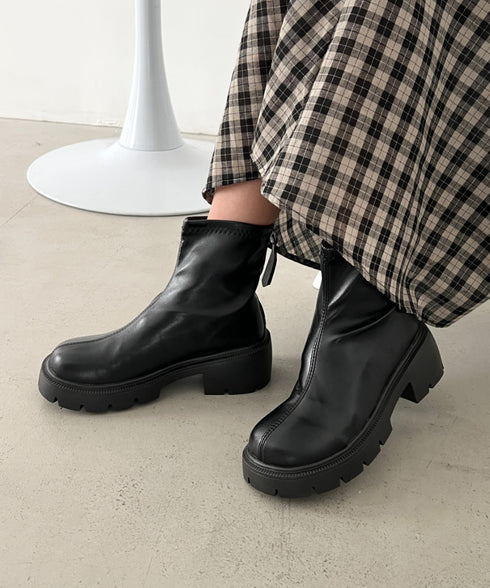 バックジップPUショートブーツ | CL3256018 | ブラック