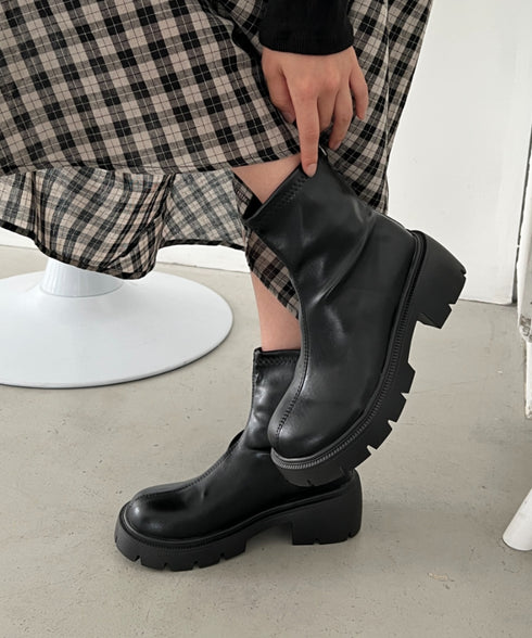 バックジップPUショートブーツ | CL3256018 | ブラック