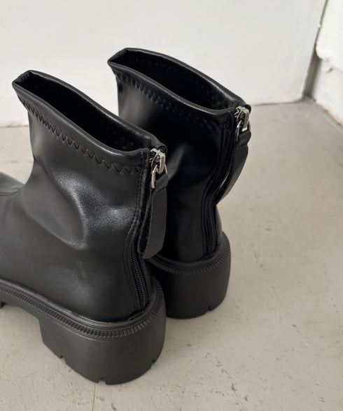 バックジップPUショートブーツ | CL3256018 | ブラック