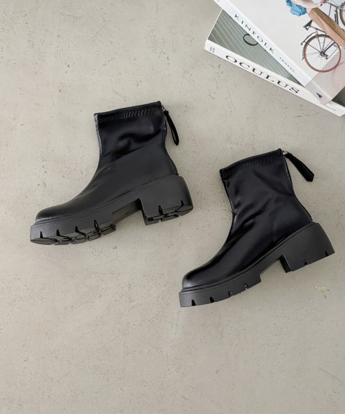 バックジップPUショートブーツ | CL3256018 | ブラック