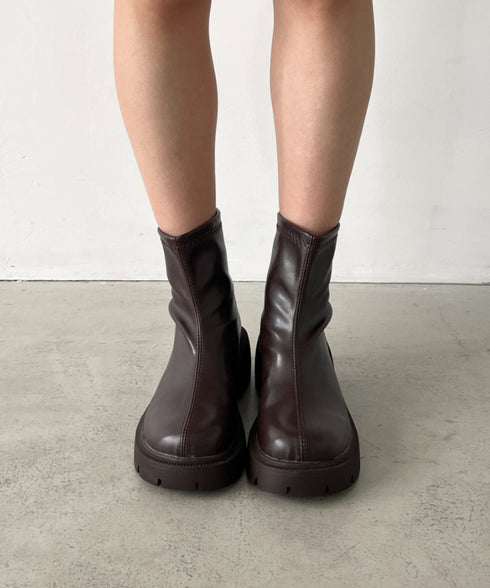 バックジップPUショートブーツ | CL3256018 | ブラウン