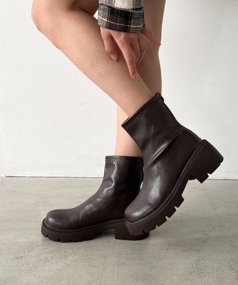 バックジップPUショートブーツ | CL3256018 | ブラウン
