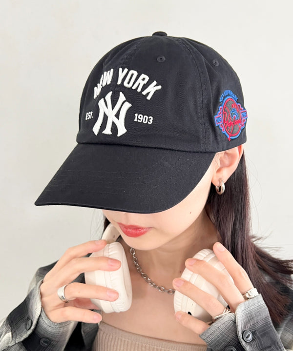 MLB KOREA(エムエルビーコリア)/ヴィンテージ 刺繍 ロゴパッチ メジャーリーグ ベースボール キャップ 帽子/Vintage Cooperstown Patch Unstruck Ball Cap | AT5253044 | ブラック