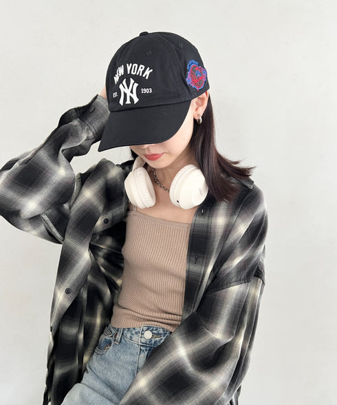 MLB KOREA(エムエルビーコリア)/ヴィンテージ 刺繍 ロゴパッチ メジャーリーグ ベースボール キャップ 帽子/Vintage Cooperstown Patch Unstruck Ball Cap | AT5253044 | ブラック