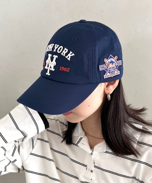 MLB KOREA(エムエルビーコリア)/ヴィンテージ 刺繍 ロゴパッチ メジャーリーグ ベースボール キャップ 帽子/Vintage Cooperstown Patch Unstruck Ball Cap | AT5253044 | ネイビー