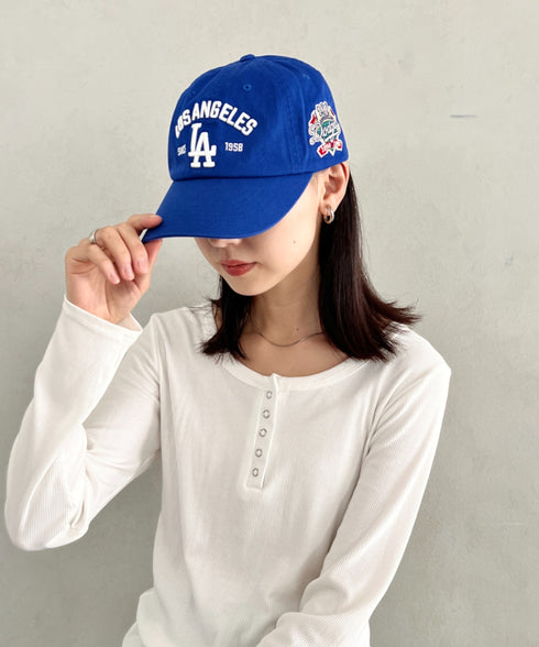 MLB KOREA(エムエルビーコリア)/ヴィンテージ 刺繍 ロゴパッチ メジャーリーグ ベースボール キャップ 帽子/Vintage Cooperstown Patch Unstruck Ball Cap | AT5253044 | ブルー