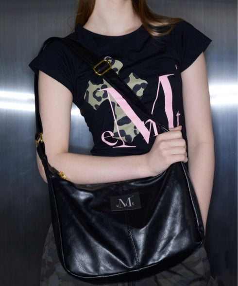 MUCENT(ムセント)/軽量 ゴールドライン ショルダー トートバッグ/MERIN GOLD LINE LEATHER SHOULDER BAG | AT1253047 | ブラック