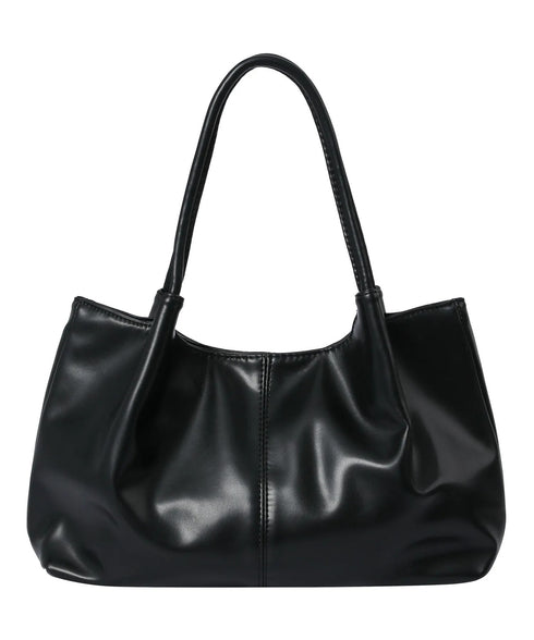 MUCENT(ムセント)/ロゴパッチ ショルダー トートバッグ/PEE MIDDLE STITCH LEATHER TOTE BAG | AT1253048 | ブラック