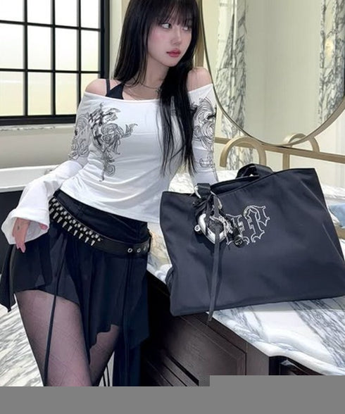 BLACK PURPLE(ブラックパープル)/大容量 クリスタル ショルダー トートバッグ/BP Crystal DoubleSide Bag | AT1253051 | ブラック