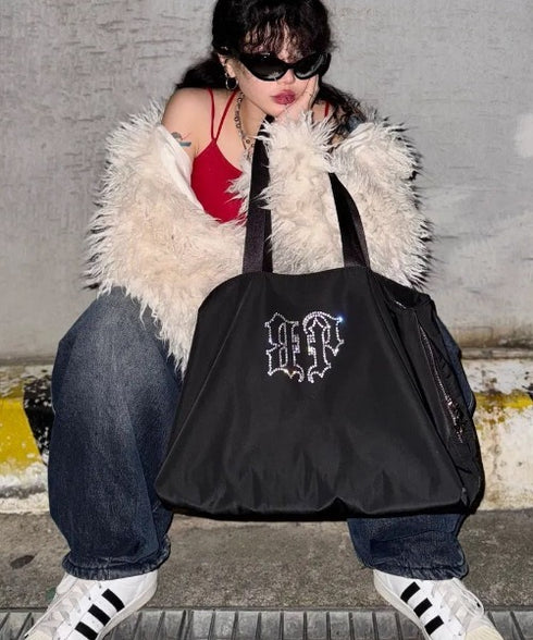 BLACK PURPLE(ブラックパープル)/大容量 クリスタル ショルダー トートバッグ/BP Crystal DoubleSide Bag | AT1253051 | ブラック