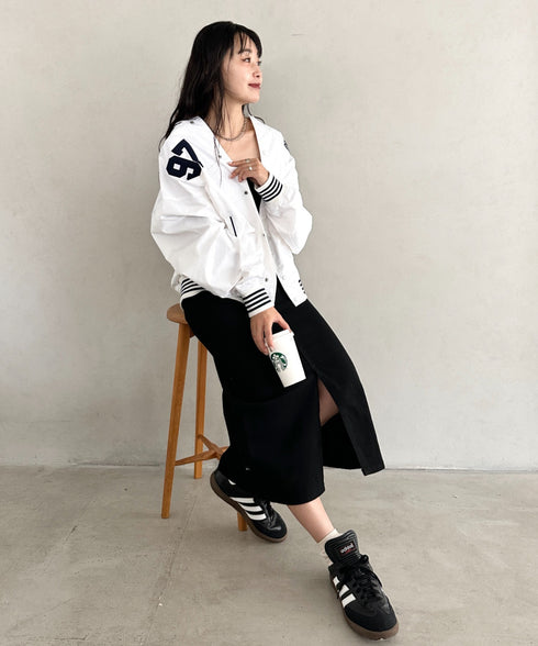 THE NORTH FACE(ザ・ノースフェイス)/ロゴ刺繍 ワッペン スタジャン ジャケット/SPORTY BOMBER JACKET | IM2253061 | オフホワイト