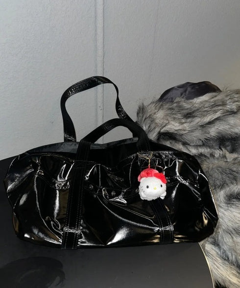 BLACK PURPLE(ブラックパープル)/大容量 グロッシー ショルダー ボストン ダッフルバッグ/Niki Glossy D | AT1253052 | ブラック