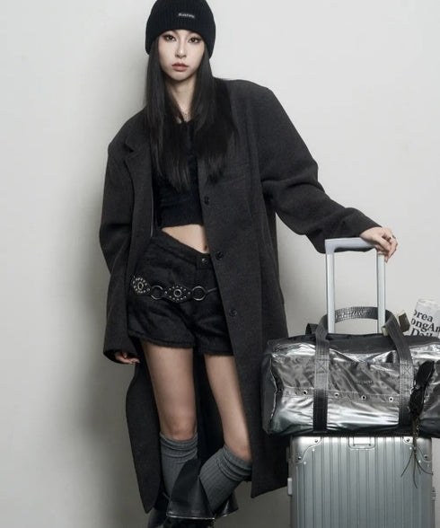 BLACK PURPLE(ブラックパープル)/大容量 グロッシー ショルダー ボストン ダッフルバッグ/Niki Glossy D | AT1253052 | シルバー