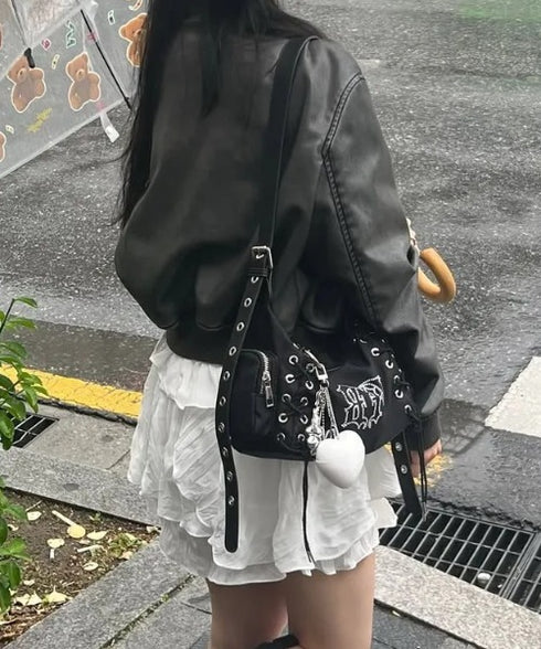 BLACK PURPLE(ブラックパープル)/3WAY 軽量 ストーン コルセット ショルダー トート クロスバッグ/Glow Corset Bag | AT1253054 | ブラック