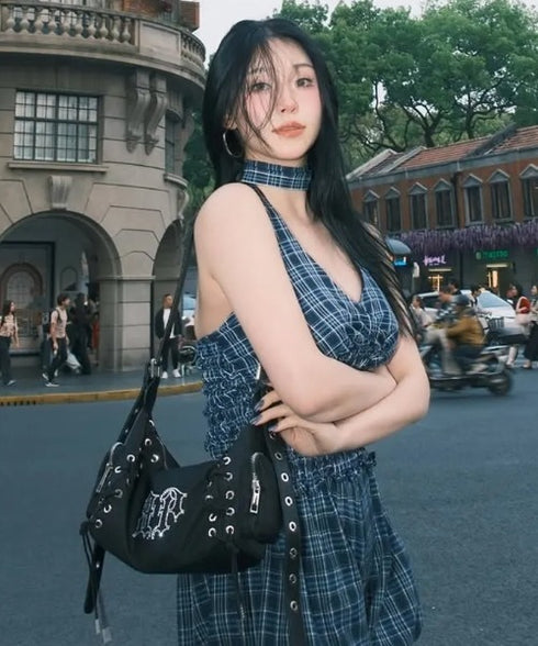 BLACK PURPLE(ブラックパープル)/3WAY 軽量 ストーン コルセット ショルダー トート クロスバッグ/Glow Corset Bag | AT1253054 | ブラック