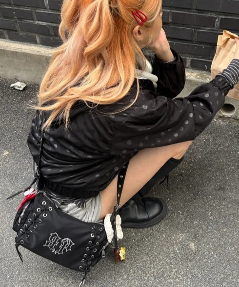 BLACK PURPLE(ブラックパープル)/3WAY 軽量 ストーン コルセット ショルダー トート クロスバッグ/Glow Corset Bag | AT1253054 | ブラック