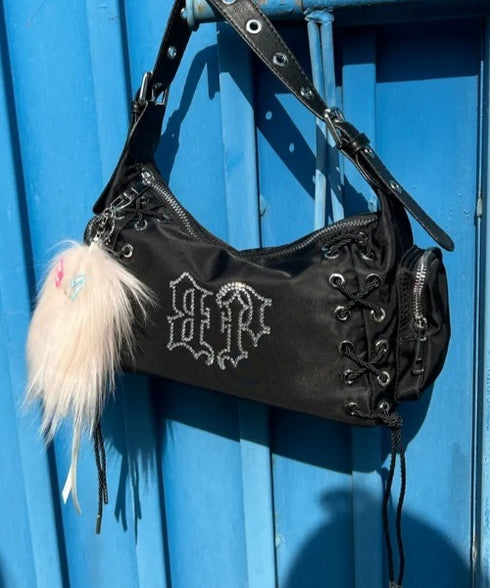 BLACK PURPLE(ブラックパープル)/3WAY 軽量 ストーン コルセット ショルダー トート クロスバッグ/Glow Corset Bag | AT1253054 | ブラック