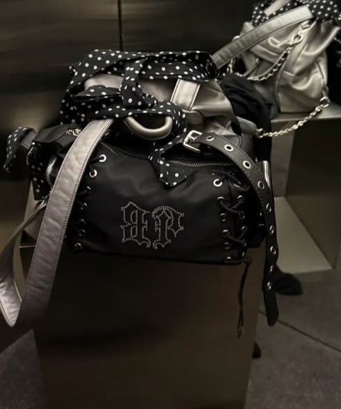 BLACK PURPLE(ブラックパープル)/3WAY 軽量 ストーン コルセット ショルダー トート クロスバッグ/Glow Corset Bag | AT1253054 | ブラック