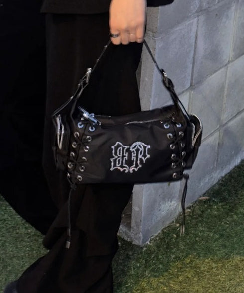 BLACK PURPLE(ブラックパープル)/3WAY 軽量 ストーン コルセット ショルダー トート クロスバッグ/Glow Corset Bag | AT1253054 | ブラック