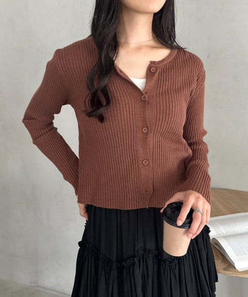 ベーシックリブニットカーディガン | CL2253019 | ブラウン