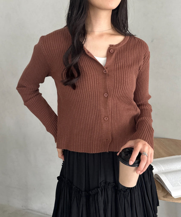 ベーシックリブニットカーディガン | CL2253019 | ブラウン