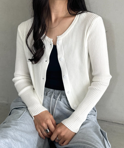 ベーシックリブニットカーディガン | CL2253019 | ホワイト