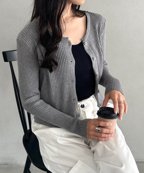 ベーシックリブニットカーディガン | CL2253019 | グレー