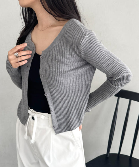 ベーシックリブニットカーディガン | CL2253019 | グレー