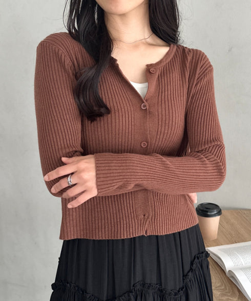 ベーシックリブニットカーディガン | CL2253019 | ブラウン