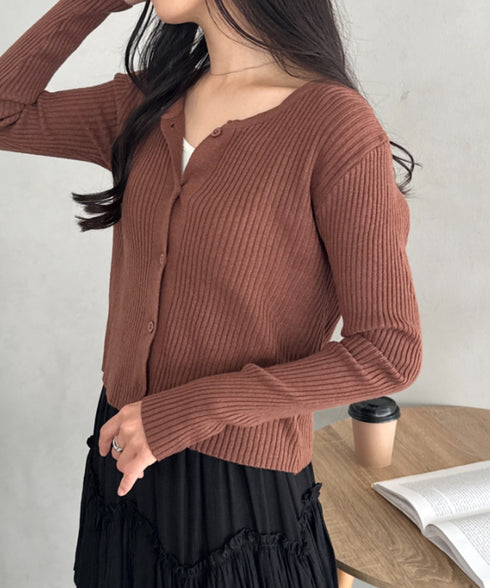 ベーシックリブニットカーディガン | CL2253019 | ブラウン