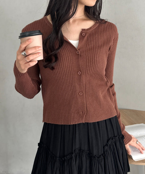 ベーシックリブニットカーディガン | CL2253019 | ブラウン