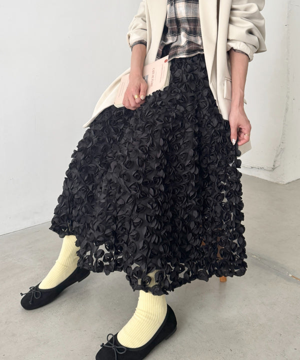 ローズチュールロングフレアスカート | SL2256077 | ブラック