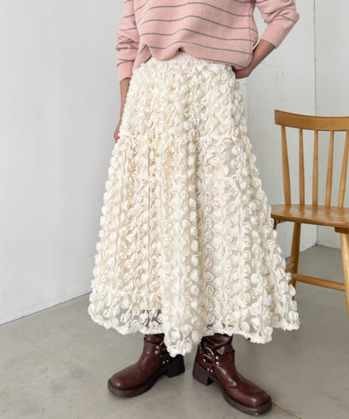 ローズチュールロングフレアスカート | SL2256077 | アイボリー