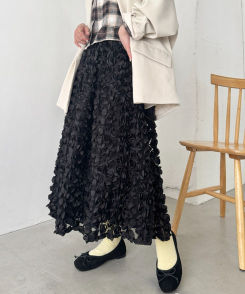ローズチュールロングフレアスカート | SL2256077 | ブラック